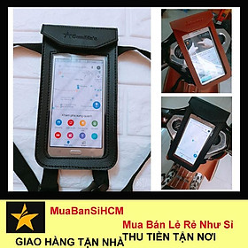 Bộ 2 túi treo đầu xe máy bằng da treo điện thoại đứng MBS003 chuyên dùng cho grab, bee, xe ôm công nghệ SGT1039