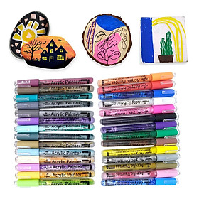 28pcs/Set Paint Pens for Rock Painting, Stone, Ceramic, Glass, Wood, Canvas Painting, Acrylic Paint Markers Extra-fine Tip Colored Pens