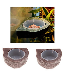 2Pc Magnetic Gecko Feeder Ledge Single Bowl for Reptile Food & Water Feeding