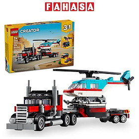 Đồ Chơi Lắp Ráp Xe Tải Vận Chuyển Trực Thăng 3 In 1 - Flatbed Truck With Helicopter - Lego Creator 31146 (270 Mảnh Ghép)