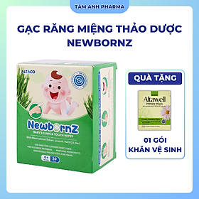 Gạc răng miệng thảo dược NewbornZ ( Hộp 20 gói) rơ lưỡi cho trẻ sơ sinh và trẻ nhỏ