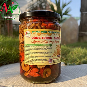 Mật Ong Ngâm Đông Trùng Hạo Thảo, Táo Đỏ, Kỉ Tử Hũ 900g - Tốt Cho Sức Khỏe, Hệ Tim Mạch Và Hệ Hô Hấp