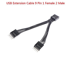Computer Motherboard USB Extension Cable 9 Pin 1 Female to 2 Male Y Splitter