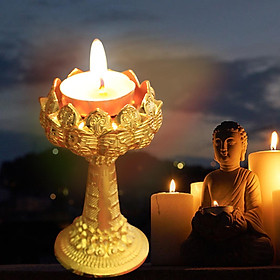 Hình ảnh Tea Light Candle Holder Lotus Flower Shape Candlestick Decorative Candelabra for Wedding Party Table Centerpiece Parlor Home Decoration