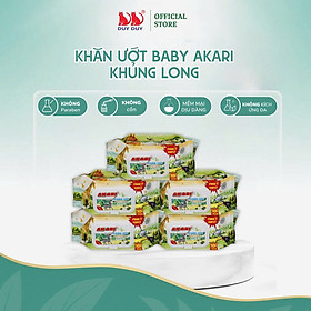 Combo 5 Gói Khăn ướt Akari khủng long vải không dệt rayon cao cấp 130 miếng (13.5x20cm) không paraben dành cho bé