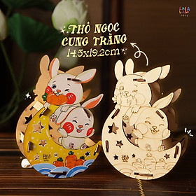 Lồng Đèn Gỗ Trung Thu Lalamoon - Bộ Kit DIY Tự Vẽ và Làm Đèn Trông Trăng - Lalala Baby