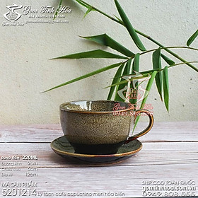 Ly tách uống cà phê capuchino 220ml gốm sứ Bát Tràng men hỏa biến màu gấm