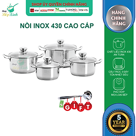 Mua Bộ 4 Nồi Nắp Kiếng 3 Đáy FIVESTAR FS08CG  - Hàng Chính Hãng