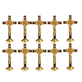 10pcs Crucifix Jesus Christ Cross Religion Figurine for Car Home Decor Gold