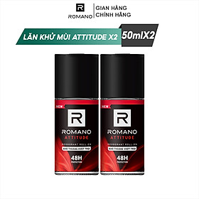 Combo 2 Lăn khử mùi Romano kháng khuẩn & khô thoáng cả ngày 50mlx2 Attitude