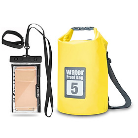 Outdoor Waterproof Dry Backpack Roll-top Floating Bag With 6.3'' Waterproof Phone Case For Kayaking