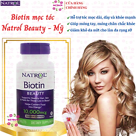 Biotin nẩy tóc Natrol Beauty Mỹ tương hỗ tóc nẩy nhanh chóng rộng lớn, dày rộng lớn, mang đến làn tóc mạnh khỏe, làn domain authority sáng ngời và móng tay chắc hẳn khỏe mạnh - QuaTangMe Extaste