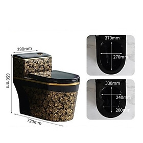Mua Bồn cầu màu đen hoa văn bông vàng kiểu cấu trúc 1 khối sang trọng  nước xả mạnh mã 03HT