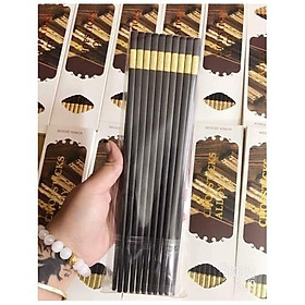 Đũa Mạ Vàng Hàn Quốc Nhựa Đen Nhật Cao Cấp Chống Trơn Chống Mốc Chịu Nhiệt Bộ 10 Đôi