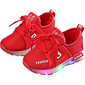 Giày Thể Thao Unisex Chống Trượt Có Gắn Đèn LED Cho Trẻ Em