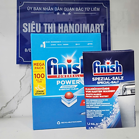 Combo 90 Viên rửa bát Finish All in 1 max + 1.5kg Muối rửa bát chén Finish