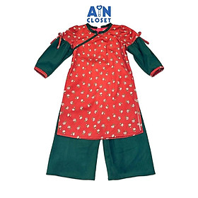 Bộ Áo Dài bé gái họa tiết Hoa Tiểu Hồng Đỏ Cotton Nhung - AICDBG7ONIG0 - AIN Closet