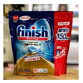 Túi 150 Viên Nước Rửa Chén Bát Finish Diệt Khuẩn 99,99% Nội Địa Nhật Bản (Tặng Khăn Lau)