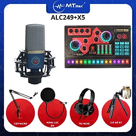 Mua Combo sound card X5 + mic thu âm ALC 249 chuyên hát nhạc livestream tặng kèm full phụ kiện hát nhạc cực hay