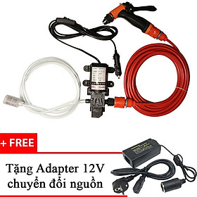 Bộ máy bơm rửa xe tăng áp lực nước 12V tặng kèm Adapter