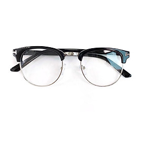 Kính giả cận ClubMaster kính mắt nửa gọng, gọng kính nam thời trang Unisex - Đen bóng