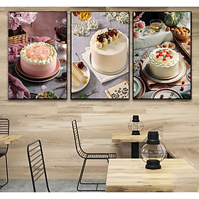 (ẢNH CHỤP THẬT) Tranh treo tường bánh kem trang trí decor tiệm bánh kèm đinh treo