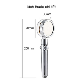 Đầu vòi hoa sen KG30 tăng áp cánh quạt đầu xoay 360 độ có nút nhấn tắt nước, dễ sử dụng tiết kiệm nước bao gồm dây sen 1m5- Hàng chính hãng