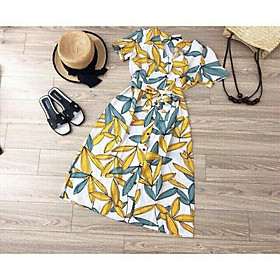 Đầm váy hoa nữ cúc dọc ARCTIC HUNTER, đầm suông dạo phố nữ AH56