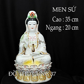 [ Cao 35 cm ] Tượng Quan Âm Bồ Tát Chất Liệu Men Sứ