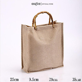 Túi đay quai tre hình trụ đứng ONGTRE kiểu dáng vintage - Thân thiện với môi trường - Dọc 25x9,5x29cm