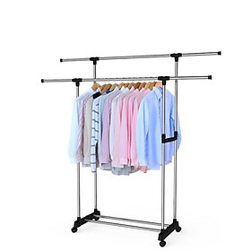 Mua Giàn Phơi Quần Áo Đôi Lắp Ráp 2 Tầng Thông Minh Có Bánh Xe Xoay 360 Độ Chịu Lực Tốt