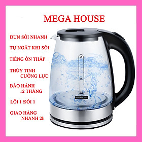 Mua Ấm siêu tốc thủy tinh cao cấp MEGA HOUSE electric kettle MG168 bình siêu tốc loại 1.8L 1500w sôi nhanh  tự ngắt  bền đẹp  đèn led - hàng chính hãng.