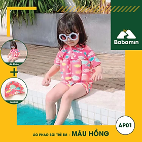 Áo Phao Bơi Trẻ Em 1 - 6 Tuổi, Kèm Mũ Bơi Cute – Babamin – AP01