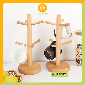 Mua Giá treo cốc 6 móc gằng gỗ sồi để bàn  treo chìa khóa dễ dàng lắp đặt và di chuyển