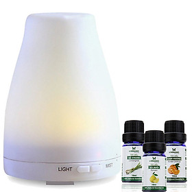 Combo máy khuếch tán tinh dầu led 7 màu FX2012 + tinh dầu sả chanh +tinh dầu Bưởi + tinh dầu Cam Lorganic (10ml x3)