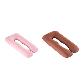2pcs Maternity Pillow Case U-shaped Pregancy Pillow Cushion Cover Pink/Coffee