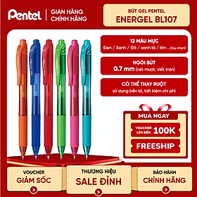 Bút gel Pentel Energel BL107 nét viết trơn mượt nhanh khô ngòi 0.7mm (nhiều màu)