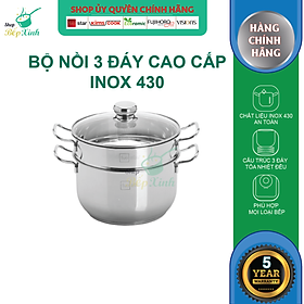 Bộ Nồi xửng hấp từ Fivestar nắp kính - tặng 10 muỗng inox