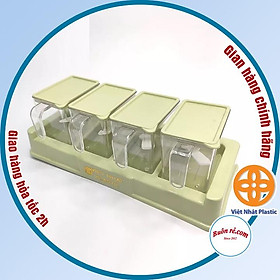 Bộ 4 lọ đựng gia vị có thìa Việt Nhật -Hũ đựng gia vị có nắp đậy tiện dụng bền đẹp -Buôn rẻ 01268