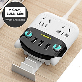 Ổ Cắm Điện Thông Minh Hình Chú Mèo 2 Ổ Cắm 3 USB Dây Điện Dài 180cm Đa Tính Năng Chống Giật Điện Hàng Siêu Cao Cấp, Ổ Điện Chống Cháy Nổ Chịu Được Công Suất Cao