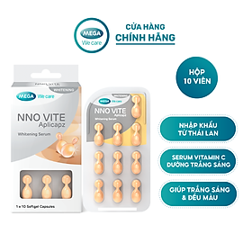 Serum dưỡng trắng da, mờ đốm nâu, đều màu da - Vitamin C, Vitamin E, Bisabolol - NNO VITE Mega We Care 10 viên
