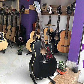 Đàn guitar acoustic kèm compo 7 món: bao dù, capo, miếng dán,phím, dây 1,2, lục giác tài liệu học