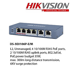 Switch mạng 4, 8, 16,24  cổng POE HIKVISION dùng cho camera IP cấp nguồn POE.  DS-3E0106P-E/M, DS-3E0310P-E/M(B), DS-3E1318P-EI/M , DS-3E1326P-EI/M - hàng chính hãng