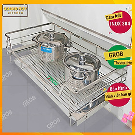 Giá xoong nồi inox 304 nan dẹt cho tủ bếp bảo hành vĩnh viễn han gỉ