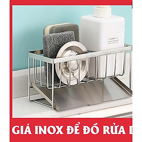 Kệ 2 Ngăn Để Bồn Rửa Chén Có Khay Hứng Giỏ Để Rẻ Rửa Bát Có Khay Hứng Nghiêng Chống Đọng Nước Tiện Lợi