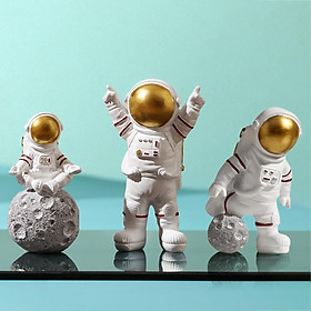 3 Pieces Nordic Spaceman Figurines Resin Astronaut Statue for Bedroom Desktop Ornament