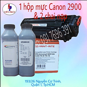 Combo hộp và 2 lọ mực dùng cho máy in Canon LBP 2900-giá rẻ, thay thế, chất lượng
