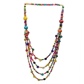 Bohemian Wood Beads Necklace Multi Layers Women Girl Durable Holiday Jewelry
