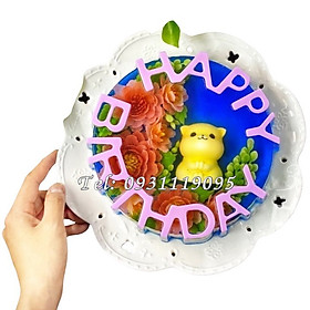Mua Khuôn làm bánh  khuôn rau câu silicon sinh nhật Happy Birthday – Loại 20 cm - Mã số 1003