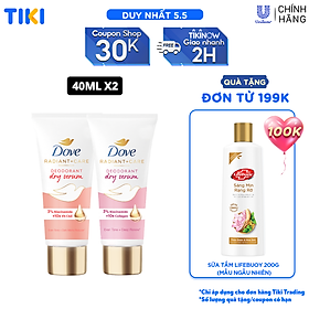 Combo 2 Kem ngăn mùi tinh chất serum vùng cánh cao cấp Dove dành cho nữ với 3% Niacinamide giúp dưỡng da sáng mịn đều màu và mờ thâm thu nhỏ lỗ chân lông 40ml